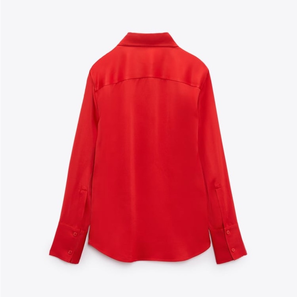 Zara Red Satin Effect Shirt - Picture 12 of 13